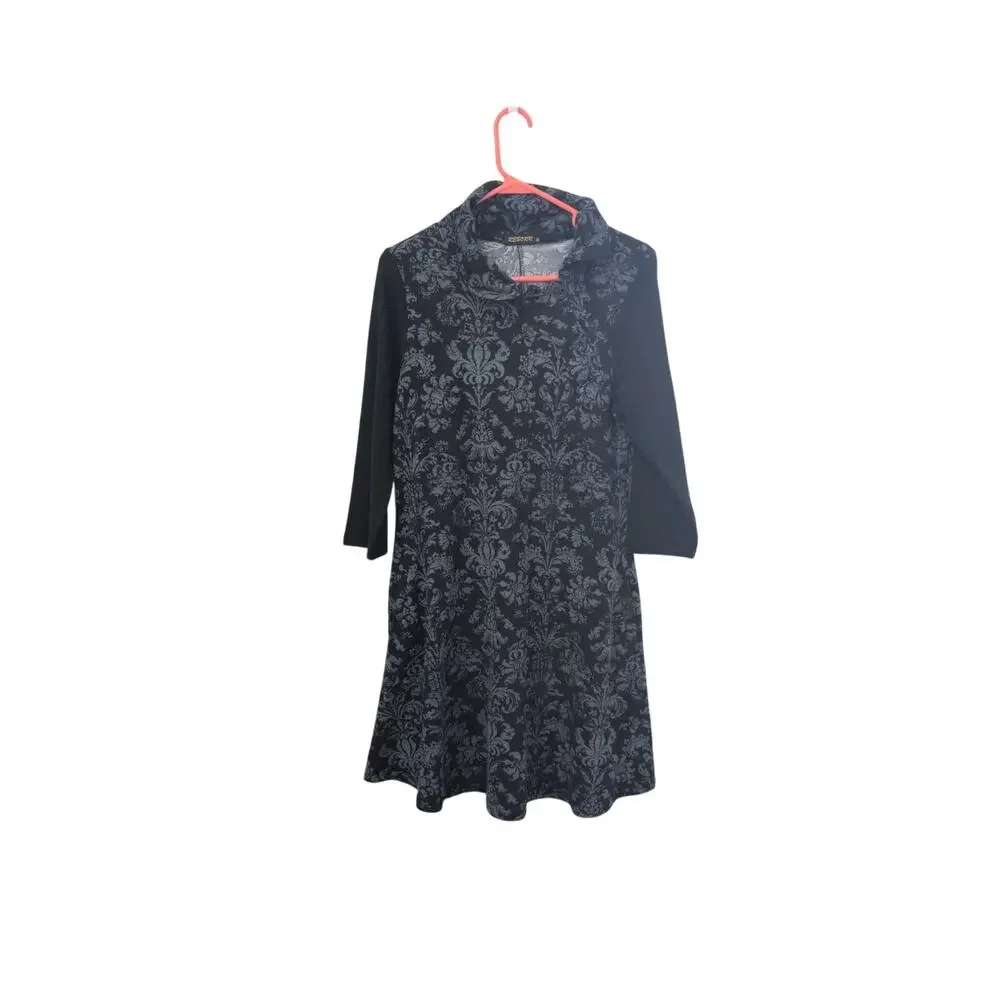 Reborn Black Patterned Dress – Size Medium - Picture 2 of 4